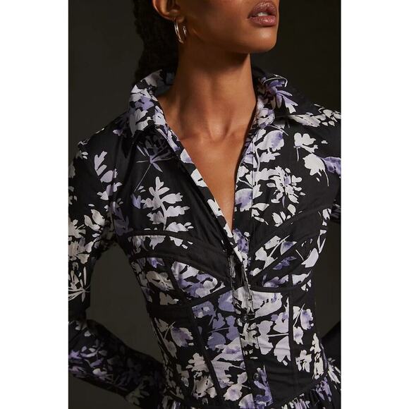 NWT Anthropologie Corset Shirt Mini Dress Size 4 Long Sleeve #G3413 - Picture 3 of 12